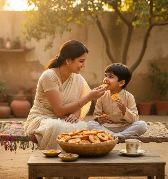 The purpose of the images you requested is to visually illustrate the step-by-step process of making traditional Indian mathri in an engaging and easy-to-understand way.