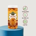 Crunchy and healthy Oats Chips in a transparent glass jar. Healthy baked oats snacks served in a clear container. Close-up shot of crispy oats chips for healthy snacking.