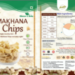 "Crunchy roasted Makhana chips in a premium transparent jar, high-protein healthy snacks photography."