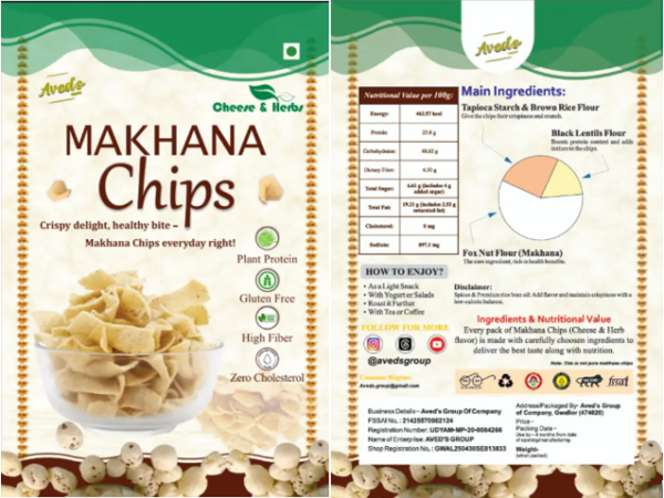 "Crunchy roasted Makhana chips in a premium transparent jar, high-protein healthy snacks photography."