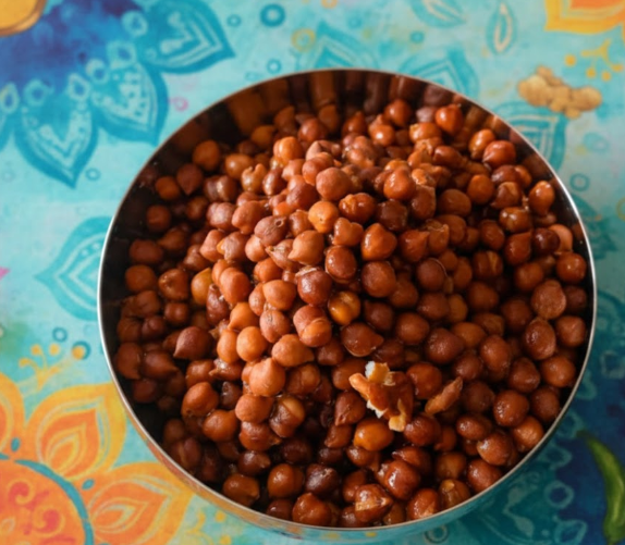 "Aved's Group healthy snack combo featuring three bowls: organic Bajra Millet Mixture, protein-rich Black Chana Bhujia, and crunchy Black Chana Chips, all made without palm oil."